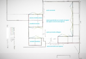 progetto in pianta con 4 armadi su misura